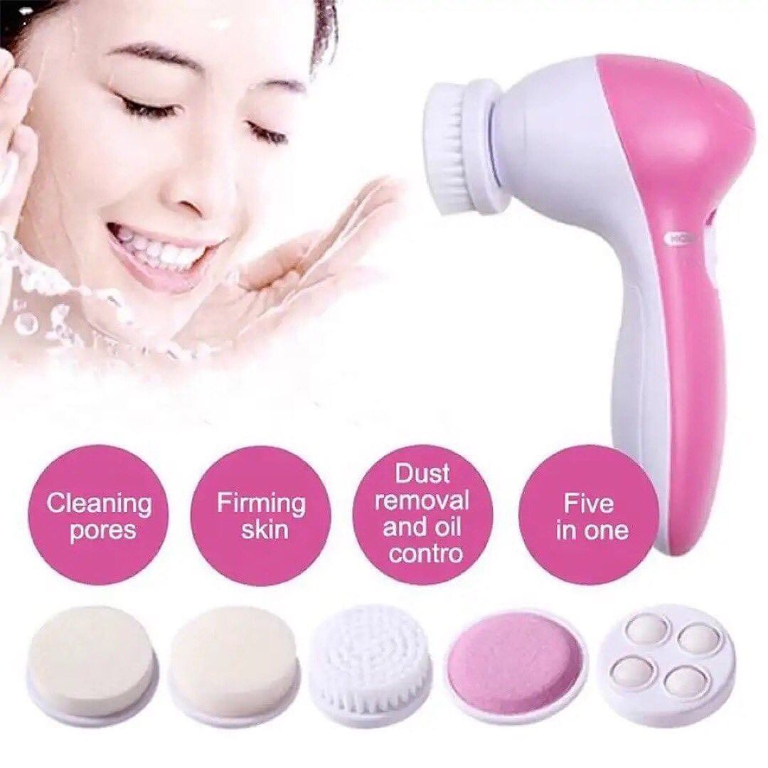 5 in 1 Electric Facial Cleaning Brush Wash Face Machine Skin Pore Cleaner Body Cleansing Massage Mini Massager Brush