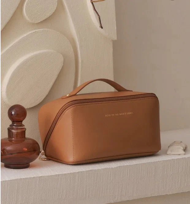 Leather Travel Cosmetic Bag for Women Large-capacity Pouch Makeup Bag