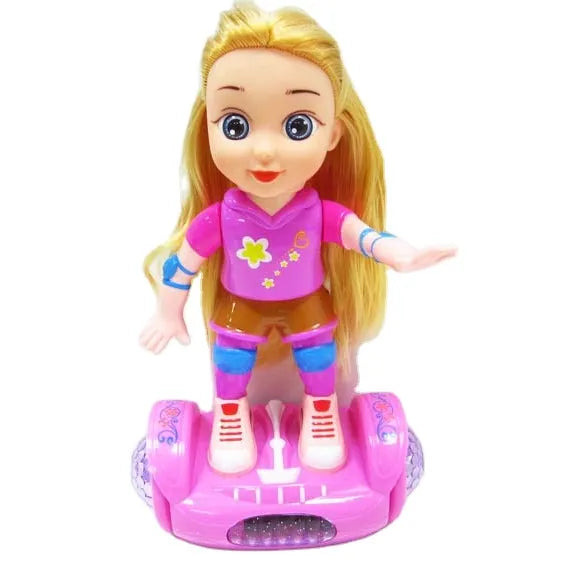 Hoverboard, Mechanical Doll with Hoverboard Board For Girls, Balance Car Doll With Light And Music Girls Toy