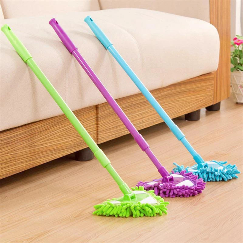 Mini Mop Rotatable Telescopic Chenille Triangle Lazy Mop Wall Household Cleaning Brush Mop Washing Mop Dusting Cleaning Tool