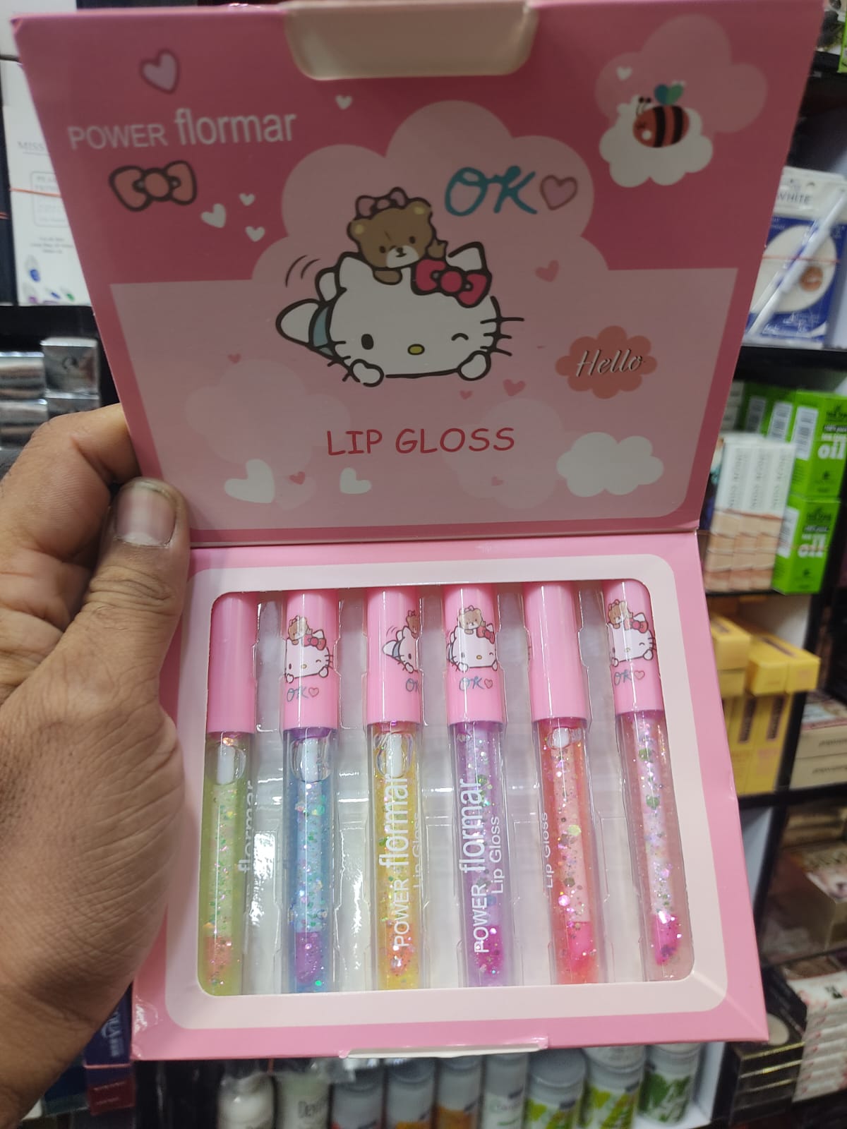 Hello Kitty 6 Piece Glitter Lip Gloss Pink Box