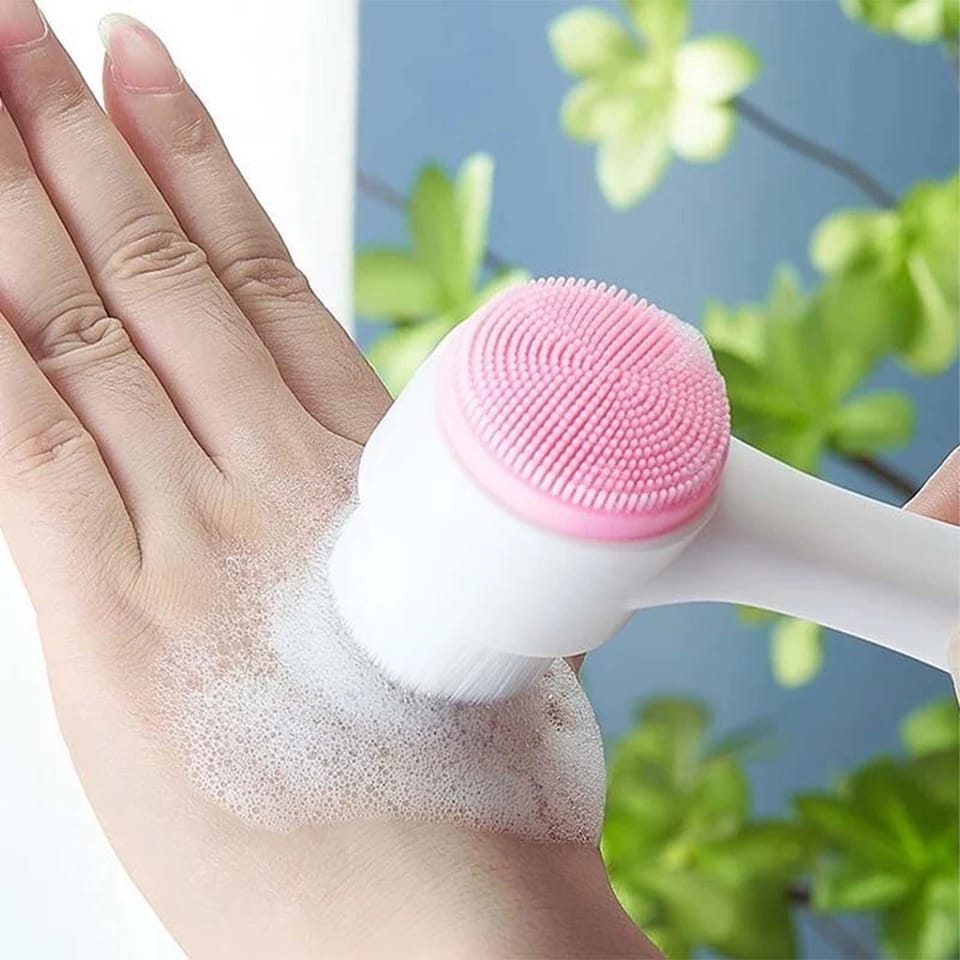 Dual Sided Silicone Cleanser Facial Brush Portable 3D Face Cleaning Brush Face Cleaning Massage Wash