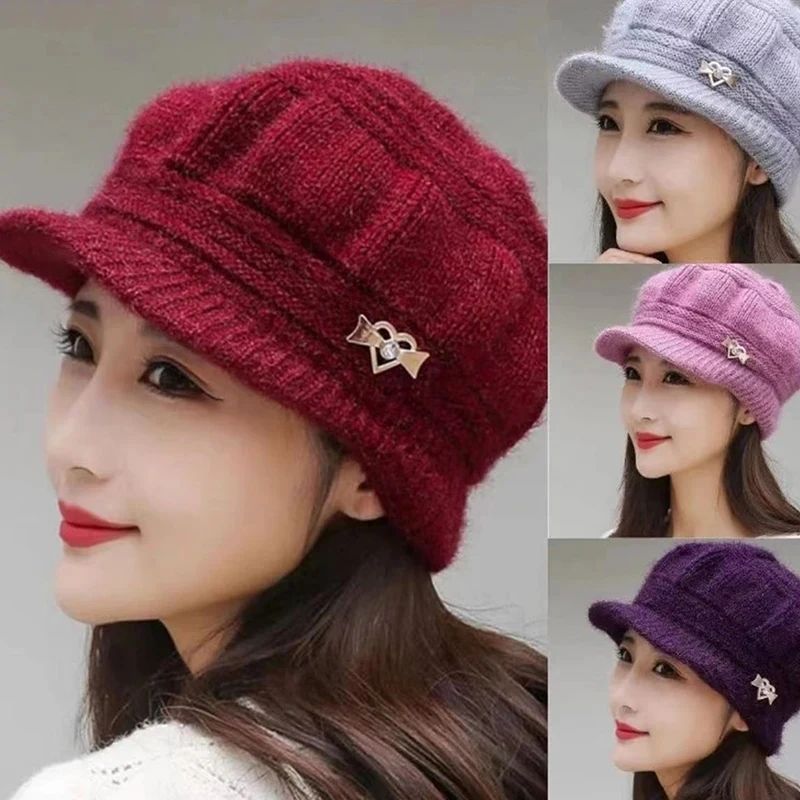 Girls Hat Solid Color Knitted Autumn Winter Lightweight Dome Hat for Outdoor