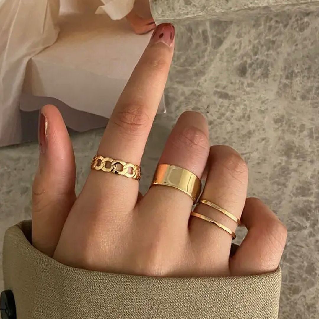 3pcs/set Vintage Adjustable Open Joint Rings Sets Punk Metal Geometry Circular Rings