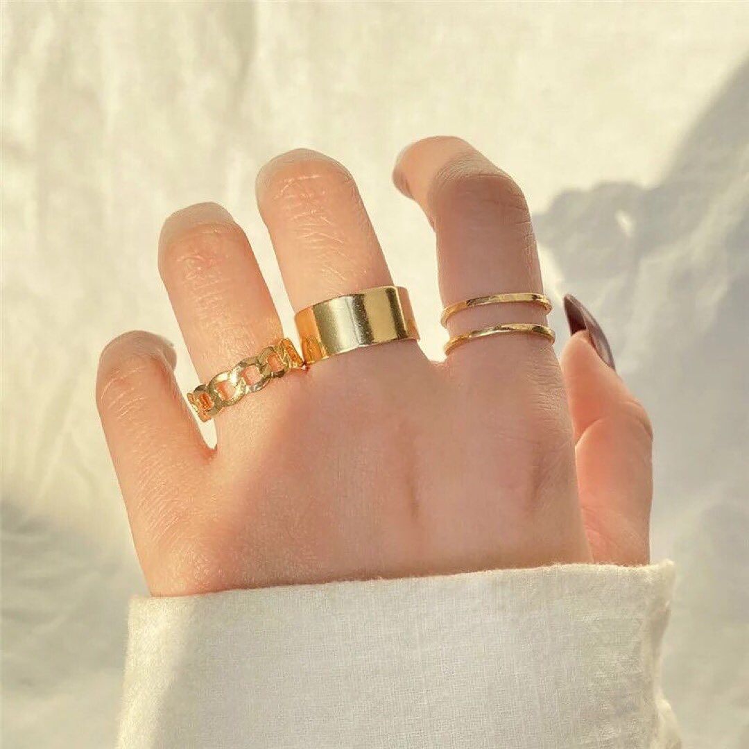 3pcs/set Vintage Adjustable Open Joint Rings Sets Punk Metal Geometry Circular Rings