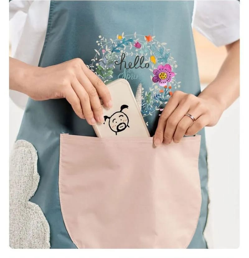 Hand wipes waterproof and oil proof household kitchen fashion apron Japanese household chores large adult women's work clothes