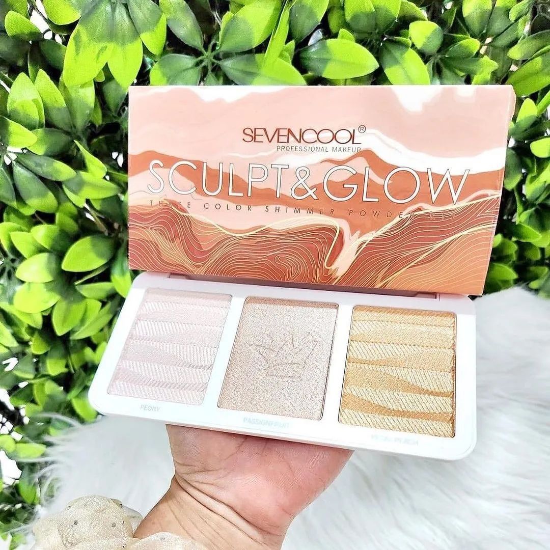 3 Color Cute Sculpt and Glow Highlighter Palette Powder Girls Eyeshadow Glitter Pearlescent Kit