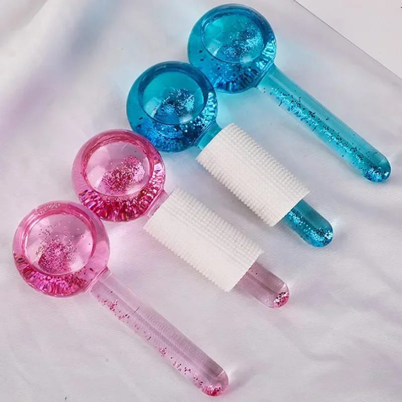 2pcs Crystal Ice Globes Face Massaging Roller Face Lifting Anti-wrinkles Ice Roller Anti Aging Health And Skincare Tool