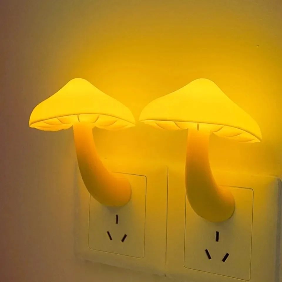 LED Night Lights Mushroom Shape Automatic Sensor Bedroom Decor Wall Lamps for Kid Room Bedside Lamp US/EU Plug