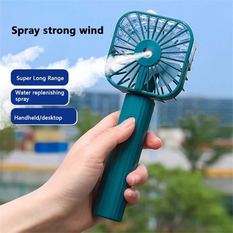 Mini Handheld Spray Fan USB Rechargeable Refrigeration Outdoors Key Switch Portable Student Table Hand Electric Fans