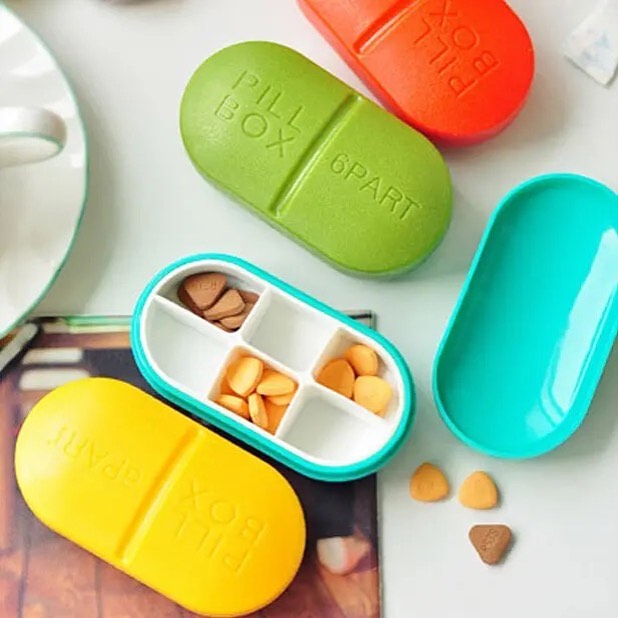 6 Lattices Pill Box Tablet Flamingo Cactus Leaf Pill Case Dispenser Medicine Boxes Dispensing Medical Kit Mini Organizer Case