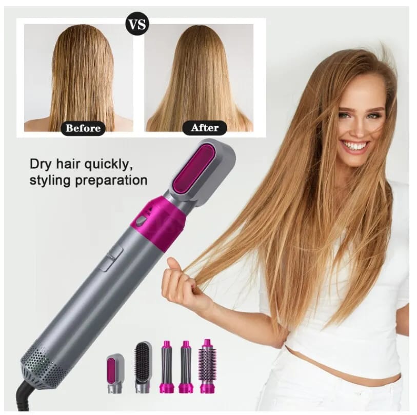 5in1 Hot Air Styler Straightener, Roller, Brush Roller, Brush Straightener, Hair dryer, Volumizer Hair Straightener, Rotating Hair Brush Style