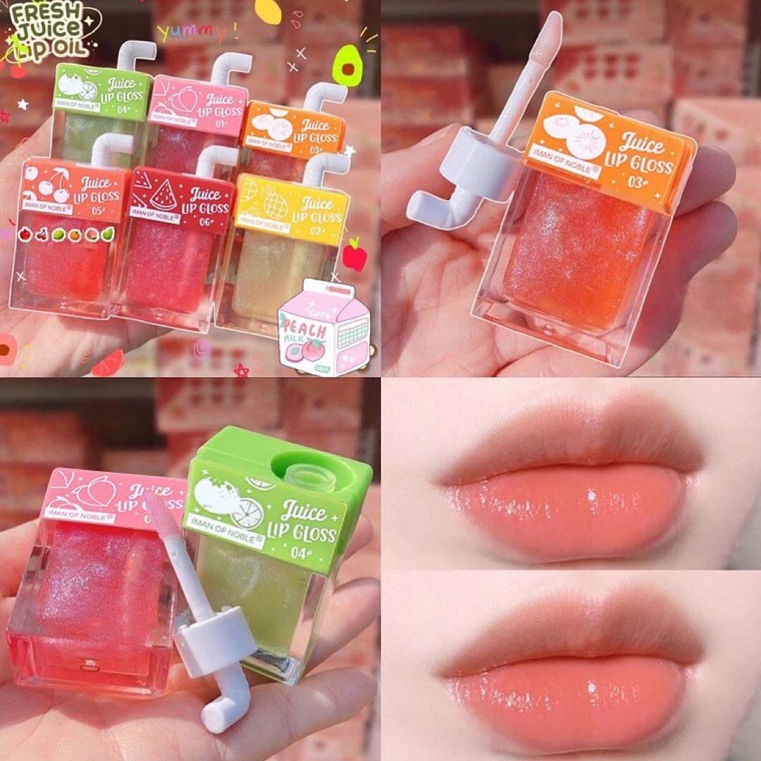 Cute Fresh Juice Fruity Lipgloss Clear Lip Oil Moisturizing Mirror Transparent Lip Oil Hydrating Juice Lipgloss