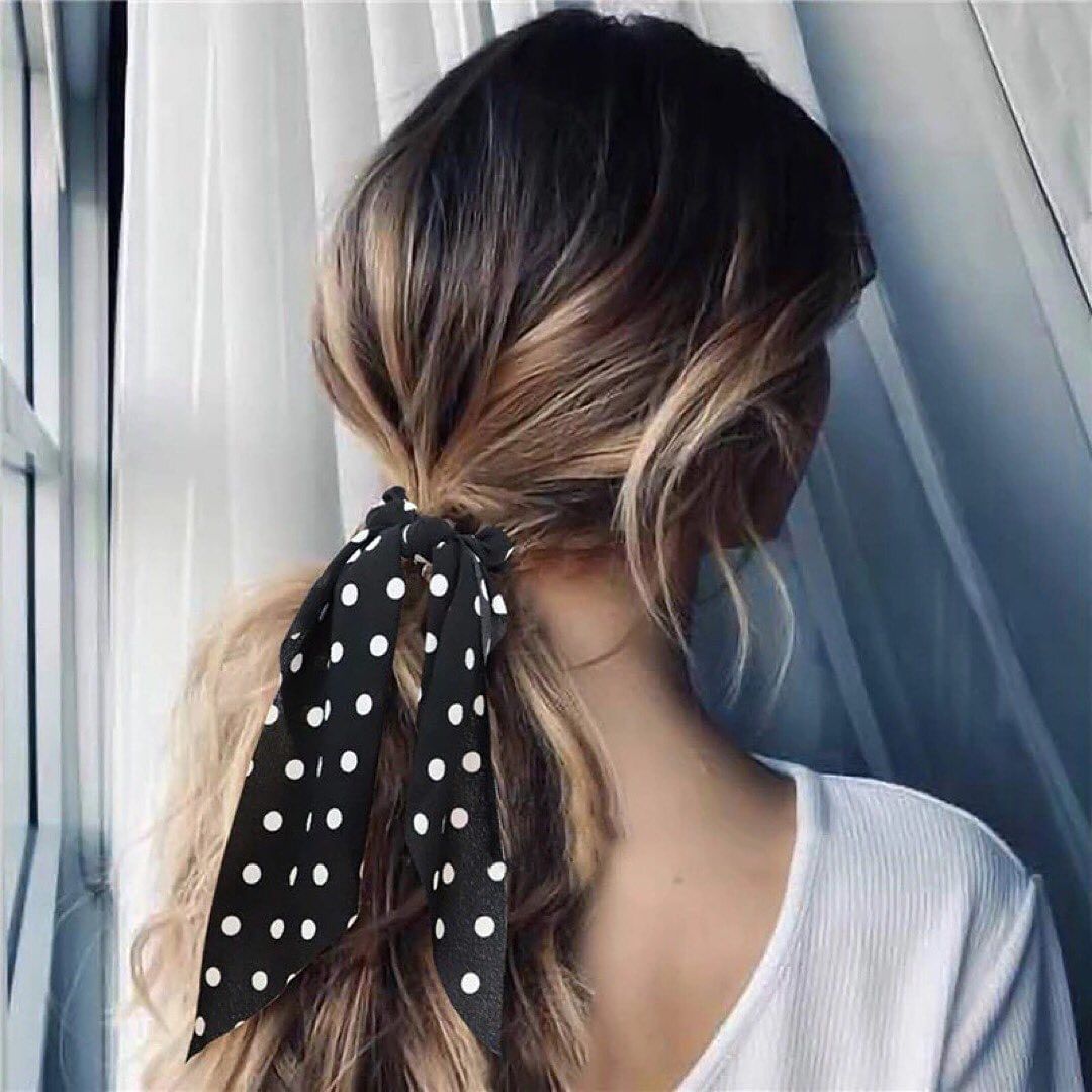 New Bow Hair Scrunchies Floral Long Ribbon Ponytail Girls Elastic Hair Bands Hair Ties Accessories