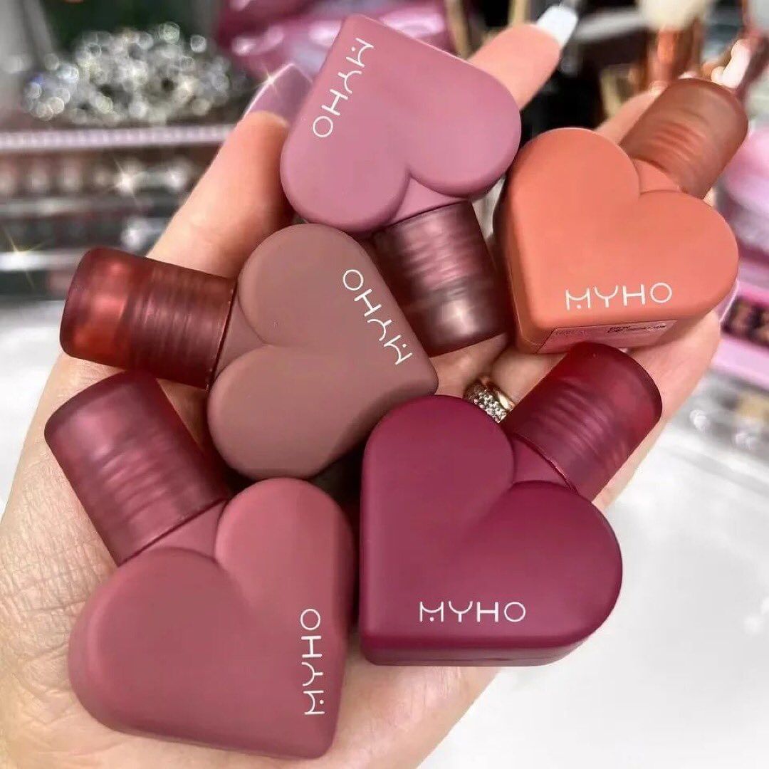 6pcs Heart Shape Matte Velvet Liquid Lipstick Fashion Easy To Color Lip Gloss Waterproof