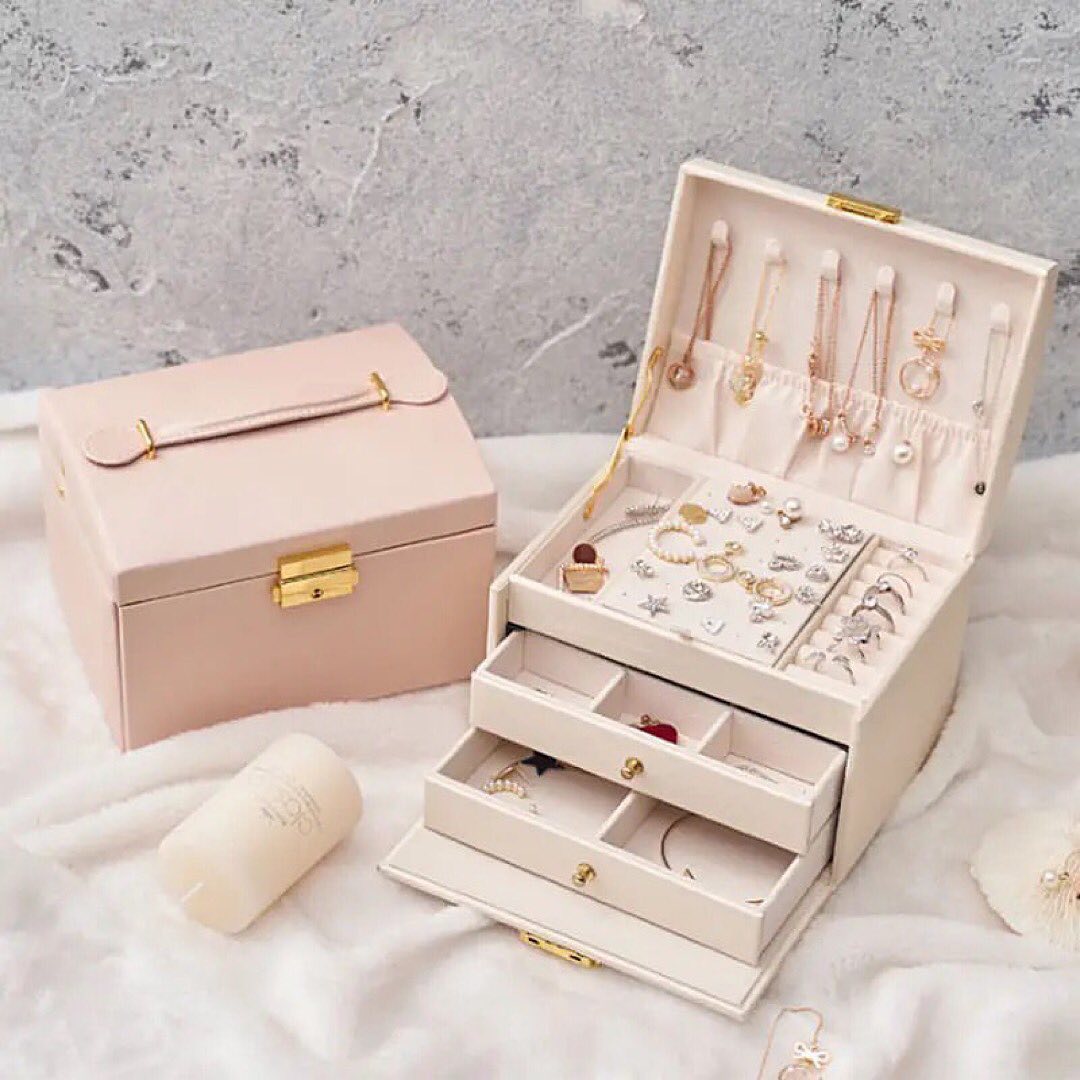 New Luxury Storage Jewelry Box With Portable Silk Thread Storage Box Stud Earrings Ring Holder Jewelry Organizer