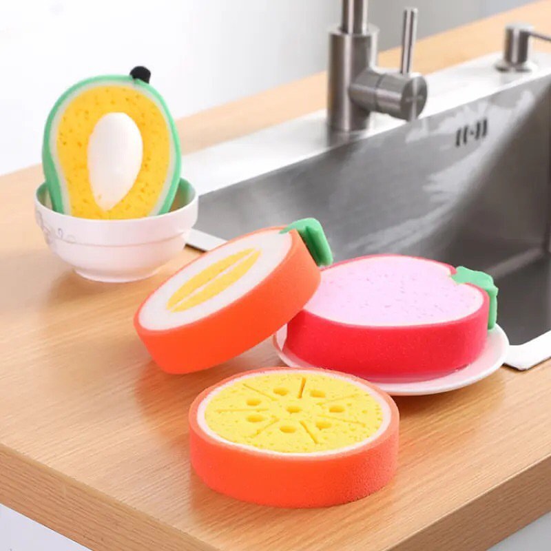 Creative Cleaning Sponge Fruit Shape Washing Dishes Sponge Thickened Dishwashing Wipe Household Kitchen Accessories