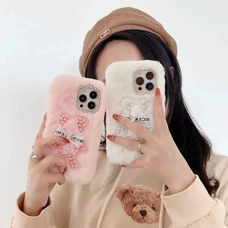 Cute Rabbit Plush Fur Soft Silicone Phone Case