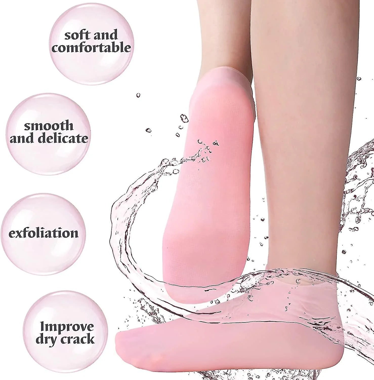 2Pcs/Pair Silicone Moisturizing Spa Gel Heel Socks Foot Care Sock Anti Cracking Dead Skin Remove Protector Pain Relief Pedicure