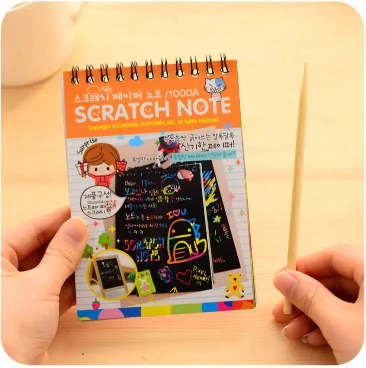 Multi Colour Rainbow Children Black Paper Colorful Scratch Note Drawing Toys Creative DIY Painting Drawing Coils Book Notebook Toys For Children