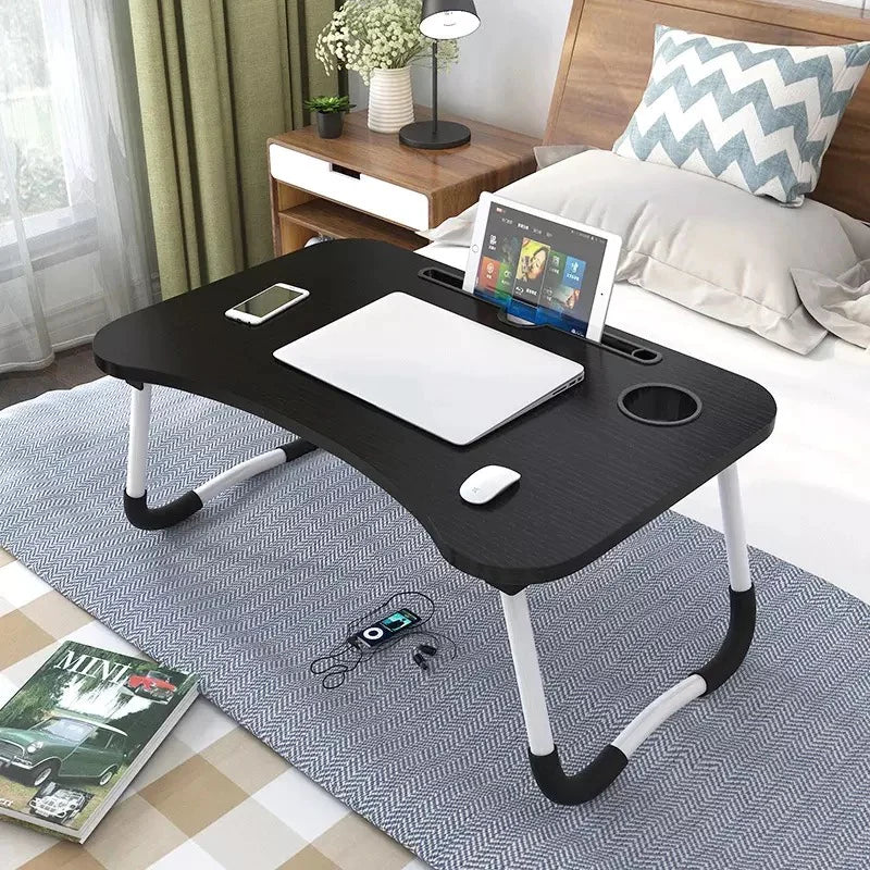 Foldable Laptop Table With Cup & Mobile Holder Portable Laptop Desk, Laptop Stand Desk for Bed & Sofa Computer Table with Folding Legs