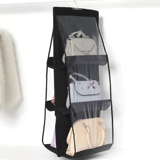 6 Pocket Hanging Organizer, Dust-Proof Storage Bag Holder, Hanging Handbag Organizer, Purse Organizer, Purse Organizer