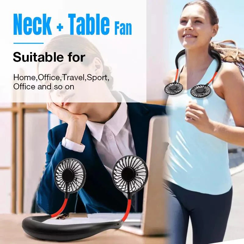 Wings Chargeable Neck Fan/ Wearable Sports Fan/ Rechargeable Hands-Free Fan/ Adjustable High Flexibility Hanging Fan