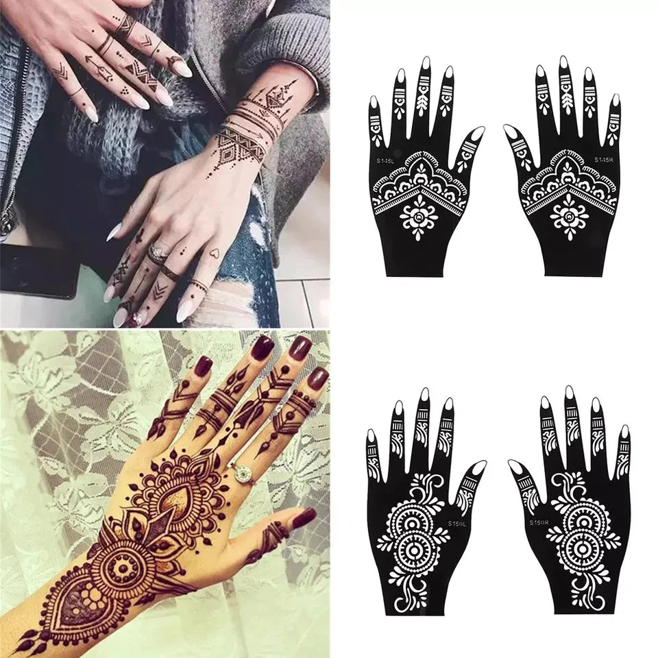 Professional Henna Stencil Temporary Hand Tattoo Body Art Sticker Template Wedding/Eid Tool Flower Tattoo Stencil