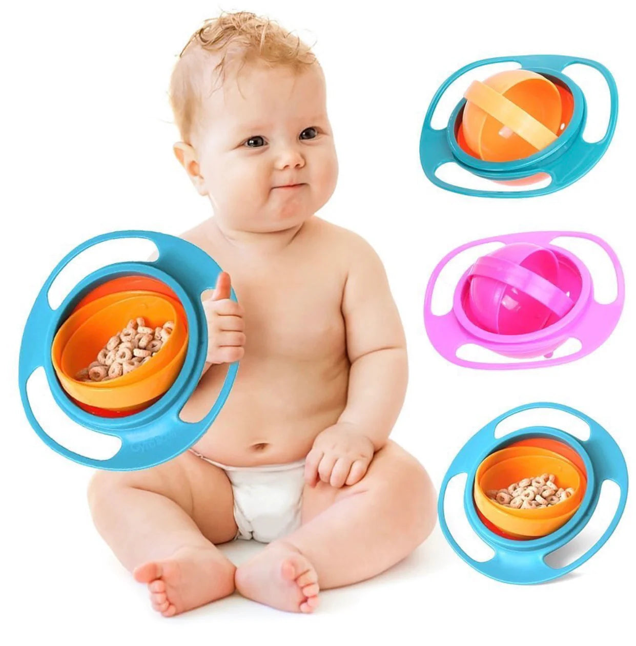 360 Degree Gyro Magic Baby Anti Spill Bowl, Baby Feeding Toy Bowl, Baby Food Dinnerware