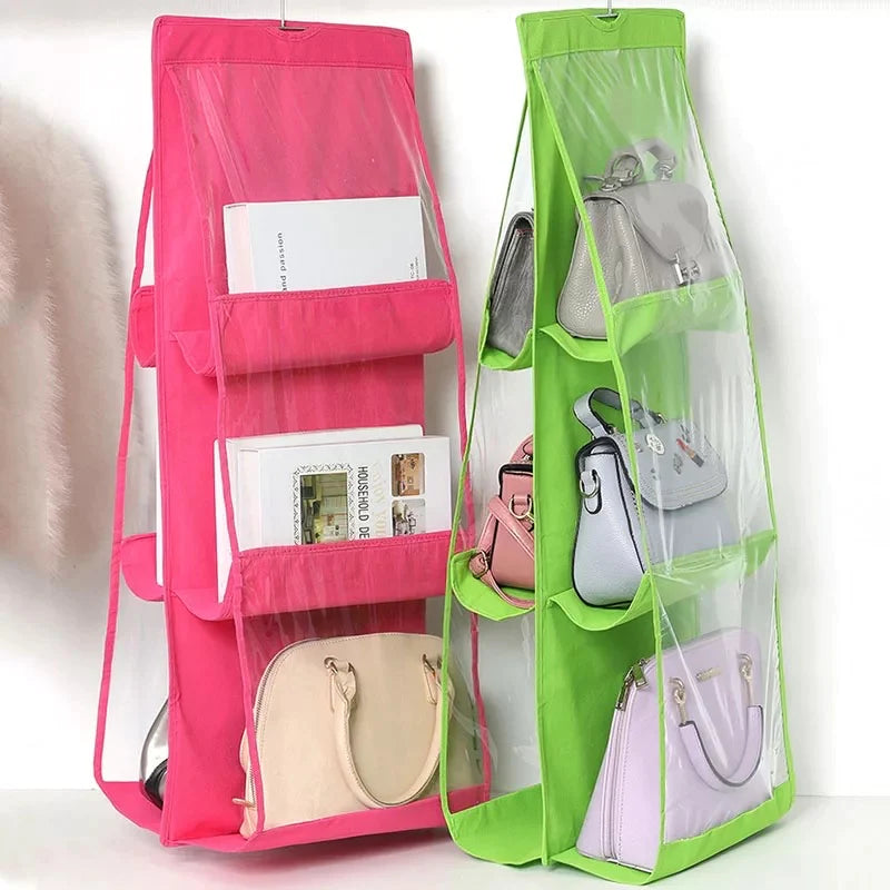 6 Pocket Hanging Organizer, Dust-Proof Storage Bag Holder, Hanging Handbag Organizer, Purse Organizer, Purse Organizer