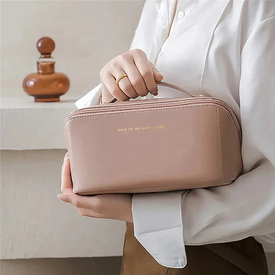 Makeup Toiletries Organizer Pu Material Large Capacity Makeup Bag Waterproof Simple Women's Cosmetic Travel Portable Bag