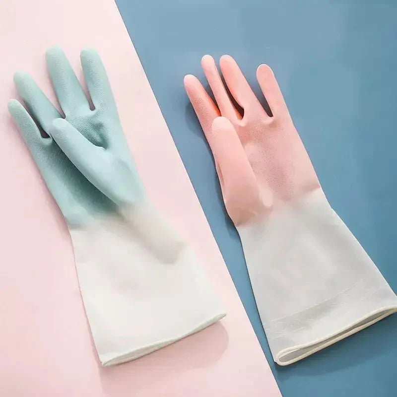 A Pair of Silicone Cleaning Gloves Dishwashing Cleaning Gloves Scrubber Dish Washing Sponge Rubber Gloves Cleaning Tools