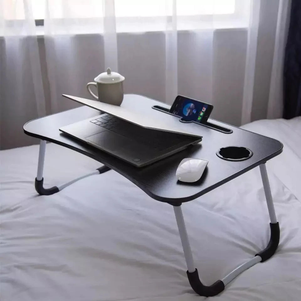 Foldable Laptop Table With Cup & Mobile Holder Portable Laptop Desk, Laptop Stand Desk for Bed & Sofa Computer Table with Folding Legs