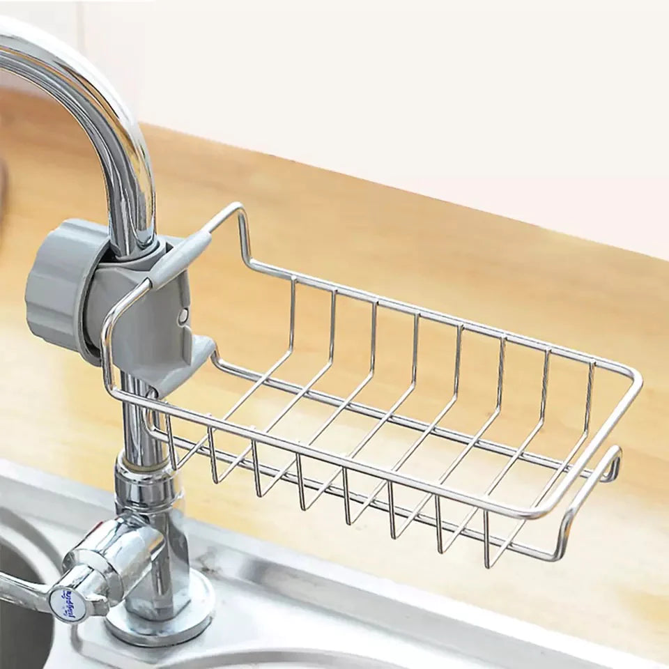 Kitchen Stainless Steel Sink Drain Rack Sponge Storage Faucet Holder Soap Drainer Shelf Basket Organizer Bathroom Accessories