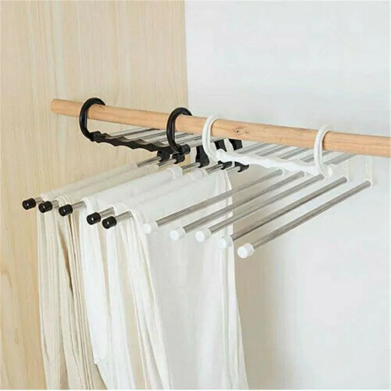 5in1 Multi Functional Stainless Steel Jeans Clothes Organizer Folding Storage Rack Space Saver Storage Rack for Hanging